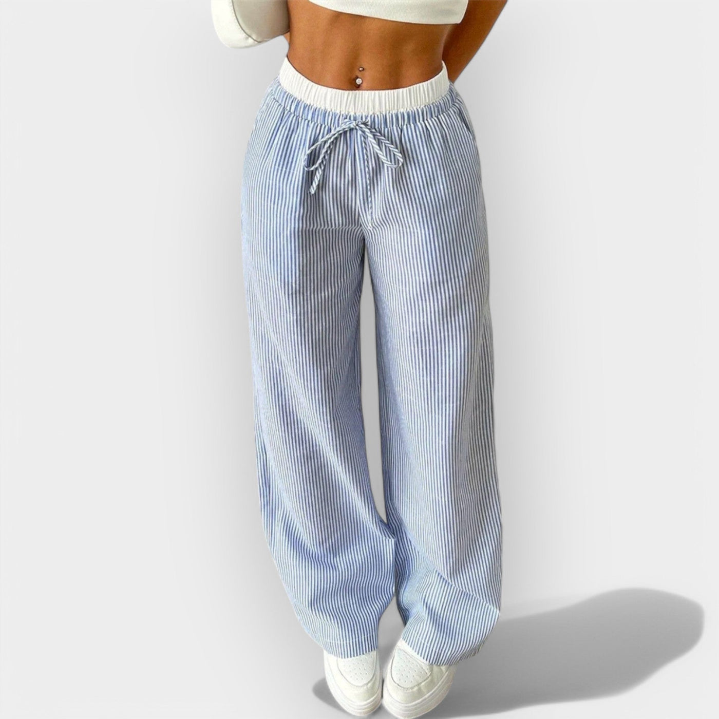 Pantalon Large à Rayures