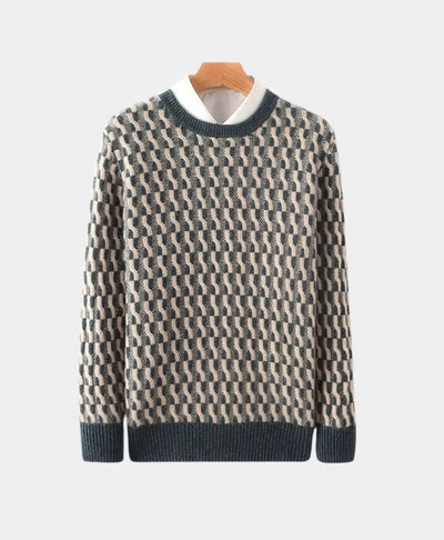Pull en laine géométrique à col rond - Leviana