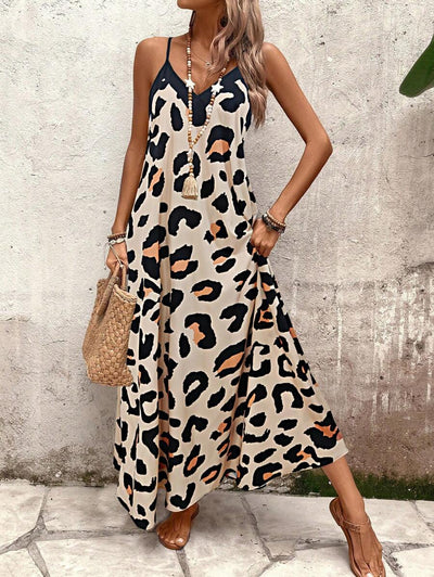 Elena | Robe d'Été à Bretelles Fines, Dos Nu et Imprimé Graphique
