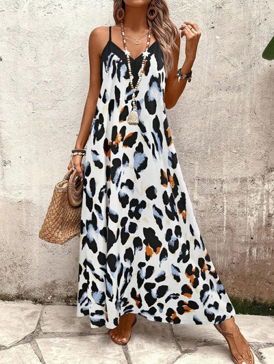 Elena | Robe d'Été à Bretelles Fines, Dos Nu et Imprimé Graphique