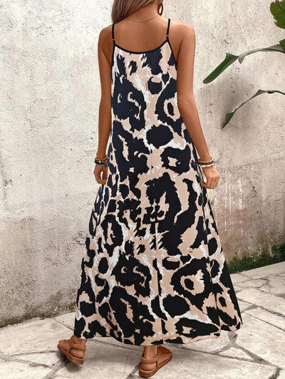 Elena | Robe d'Été à Bretelles Fines, Dos Nu et Imprimé Graphique