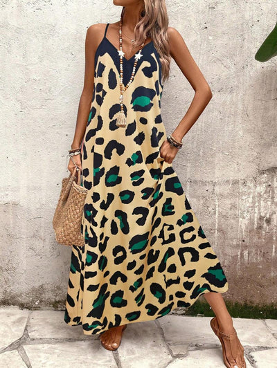 Elena | Robe d'Été à Bretelles Fines, Dos Nu et Imprimé Graphique