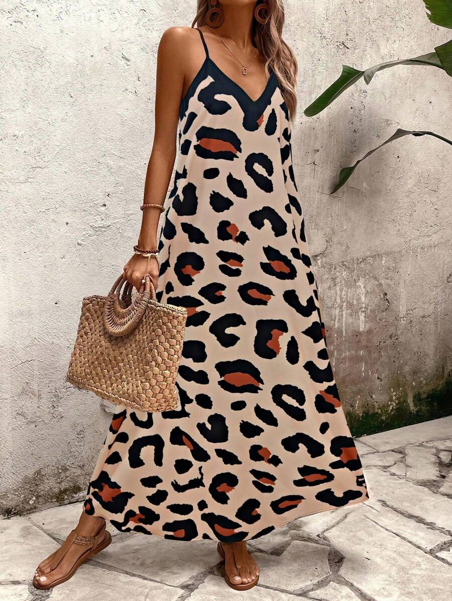 Elena | Robe d'Été à Bretelles Fines, Dos Nu et Imprimé Graphique