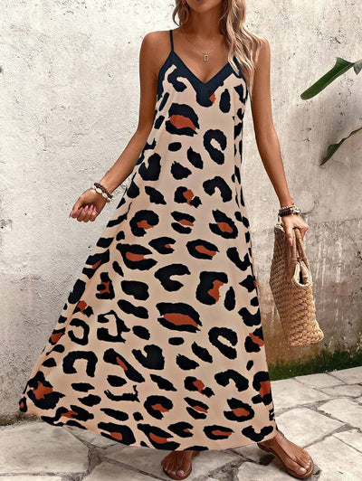 Elena | Robe d'Été à Bretelles Fines, Dos Nu et Imprimé Graphique