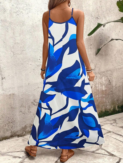 Elena | Robe d'Été à Bretelles Fines, Dos Nu et Imprimé Graphique