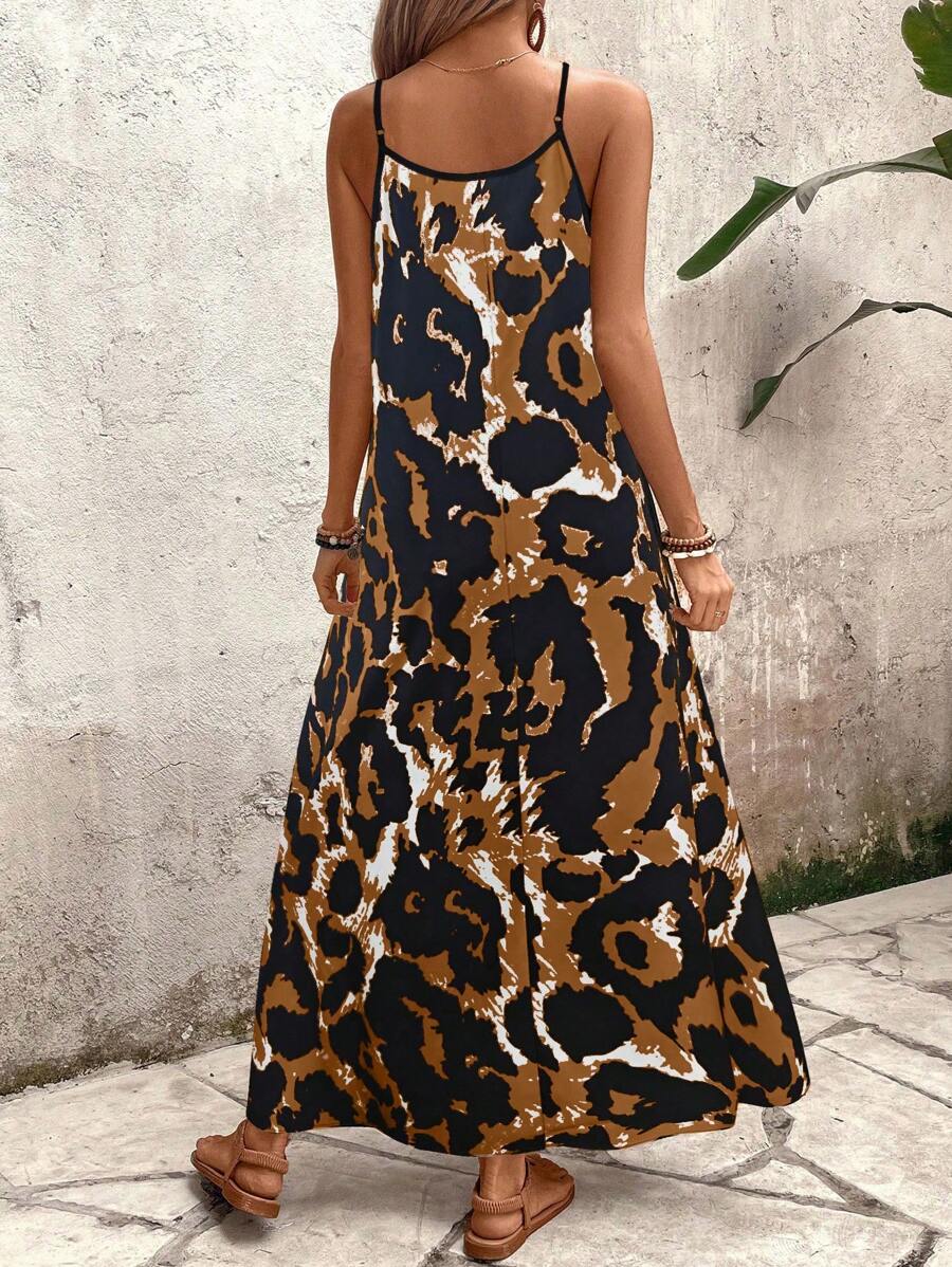 Elena | Robe d'Été à Bretelles Fines, Dos Nu et Imprimé Graphique