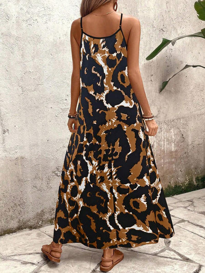 Elena | Robe d'Été à Bretelles Fines, Dos Nu et Imprimé Graphique