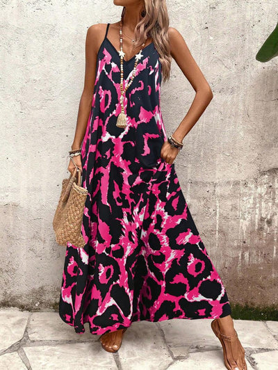 Elena | Robe d'Été à Bretelles Fines, Dos Nu et Imprimé Graphique