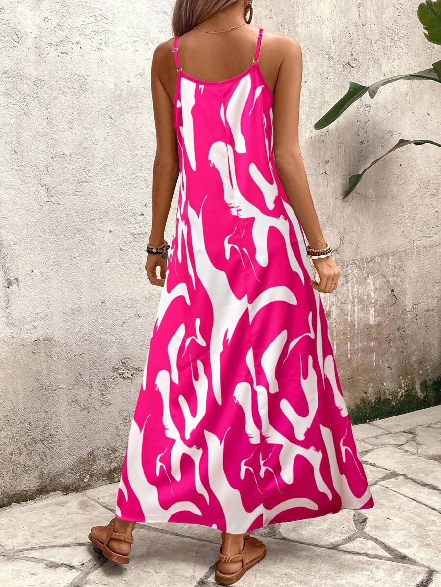 Elena | Robe d'Été à Bretelles Fines, Dos Nu et Imprimé Graphique