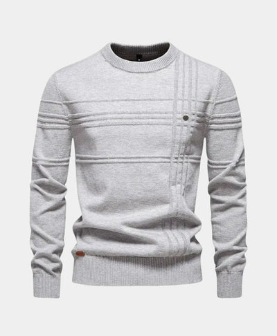 Pull en coton rayé tricoté à col rond - Leviana