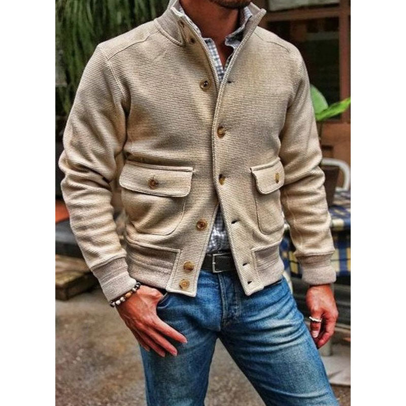 Veste pour homme à col montant en couleur unie