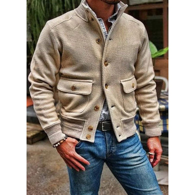 Veste pour homme à col montant en couleur unie