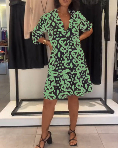 Solène | Robe Col En V Élégante Imprimée