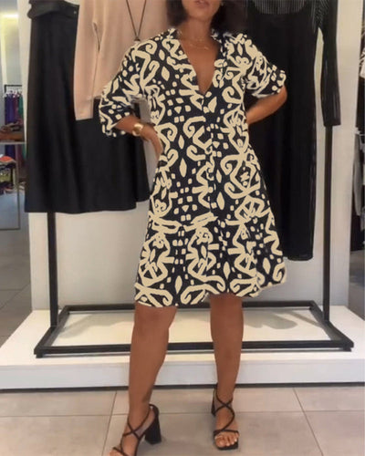 Solène | Robe Col En V Élégante Imprimée