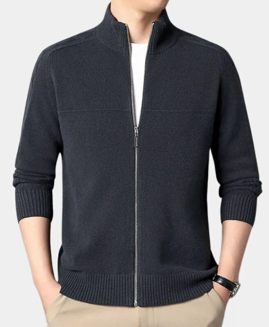 Pull en cachemire avec fermeture éclair et col montant - Leviana