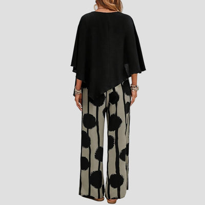 Léonie | Ensemble élégant avec top original et pantalon fluide imprimé