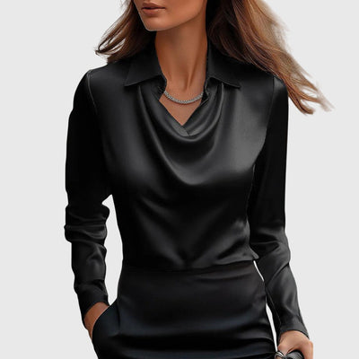 Sylvie | Blouse avec éclat luxueux et col plissé