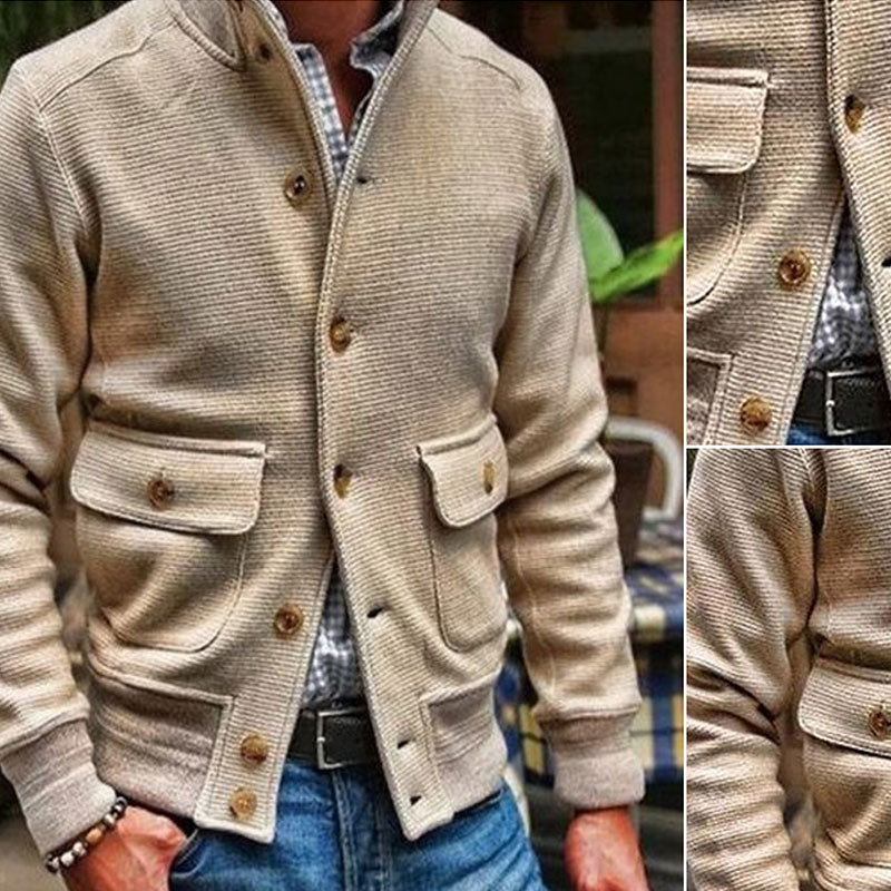 Veste pour homme à col montant en couleur unie