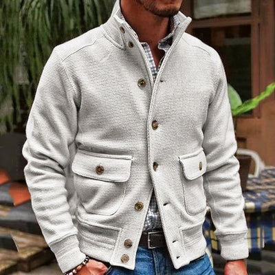 Veste pour homme à col montant en couleur unie