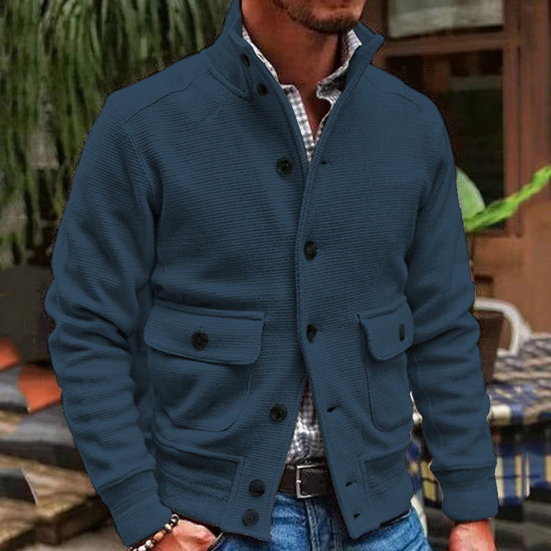 Veste pour homme à col montant en couleur unie