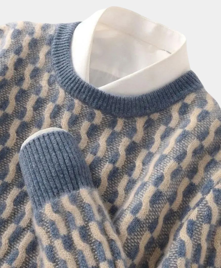 Pull en laine géométrique à col rond - Leviana