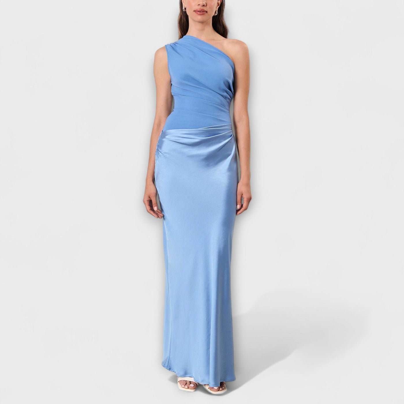 Robe Maxi Plissée Élégante à Une Épaule