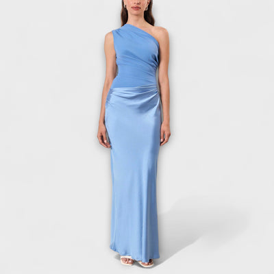 Robe Maxi Plissée Élégante à Une Épaule