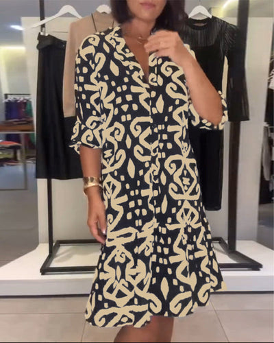 Solène | Robe Col En V Élégante Imprimée