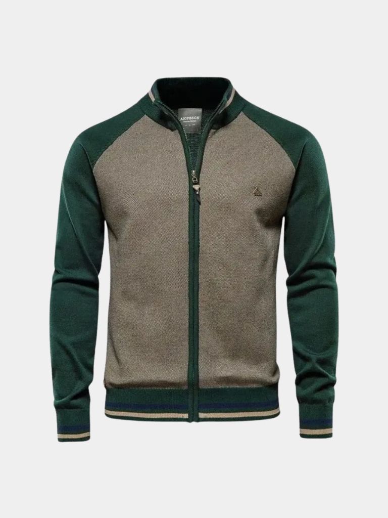 Cardigan à fermeture éclair haute en bloc de couleur - Leviana