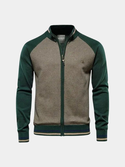 Cardigan à fermeture éclair haute en bloc de couleur - Leviana