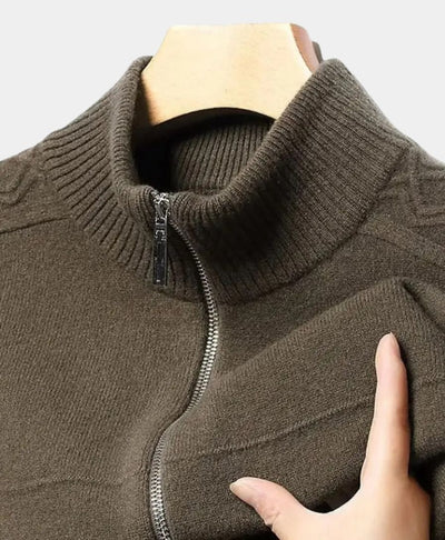 Pull en cachemire avec fermeture éclair et col montant - Leviana