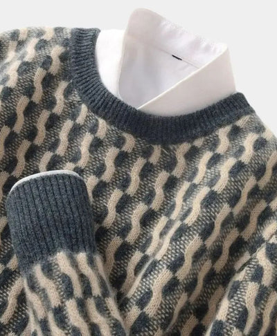 Pull en laine géométrique à col rond - Leviana