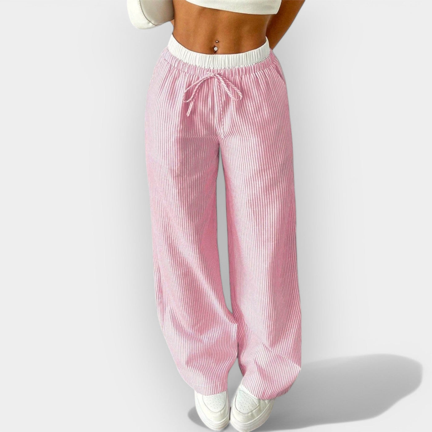 Pantalon Large à Rayures