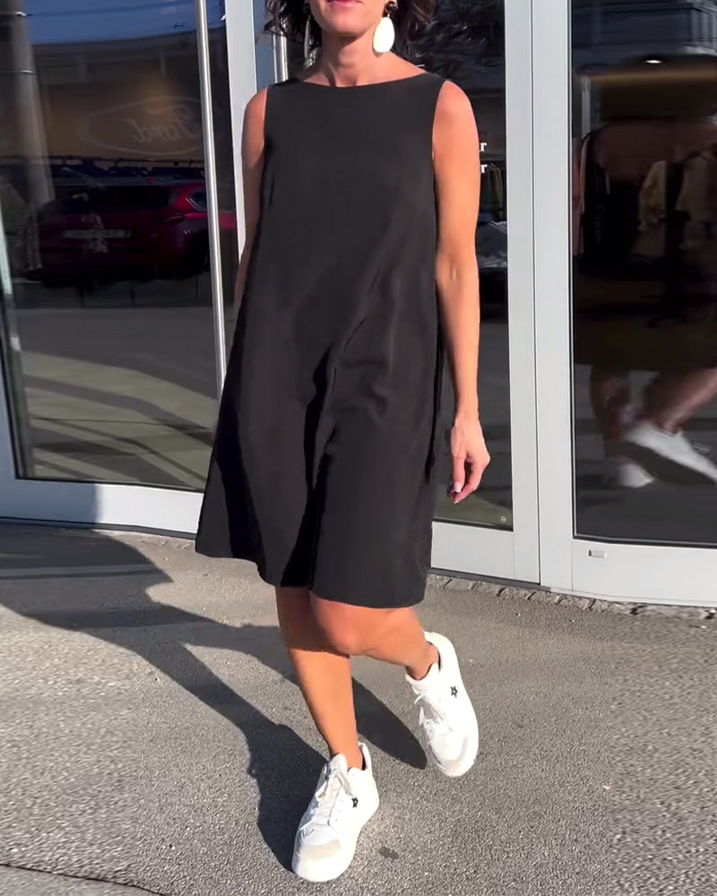 Hélène - Robe Sans Manches Unie Shift