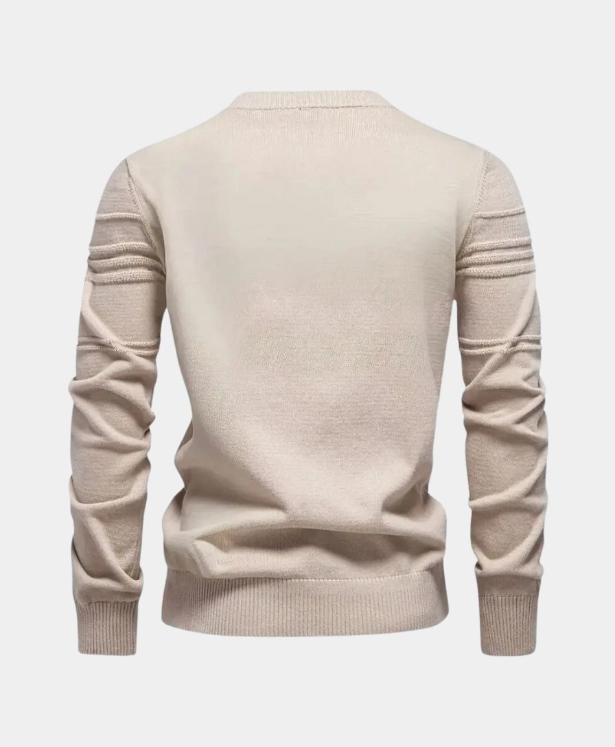 Pull en coton rayé tricoté à col rond - Leviana