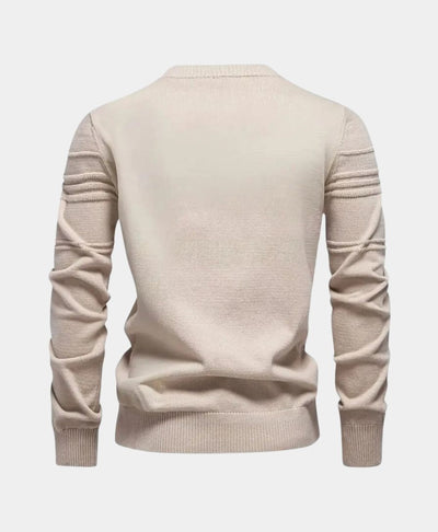 Pull en coton rayé tricoté à col rond - Leviana