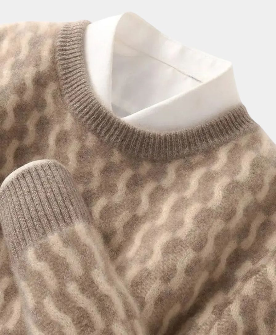 Pull en laine géométrique à col rond - Leviana