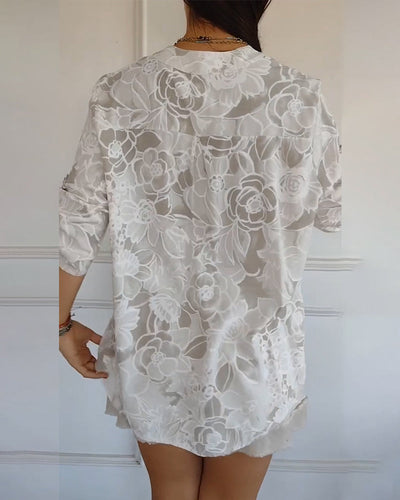 Blouse Col V Boutonnée Imprimée