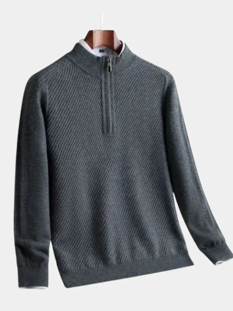 Pull en Laine à Fermeture Éclair Courte et Manches Courtes - Leviana