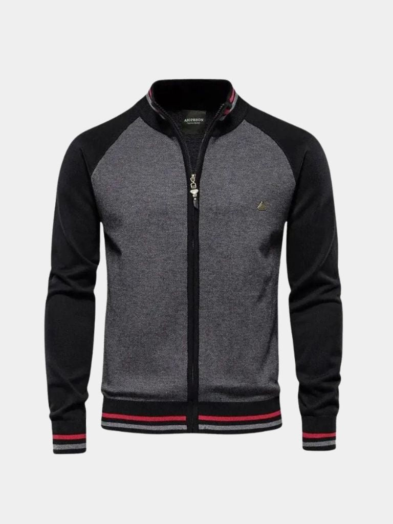 Cardigan à fermeture éclair haute en bloc de couleur - Leviana