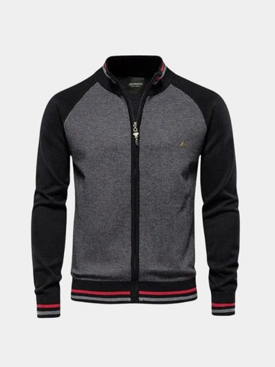 Cardigan à fermeture éclair haute en bloc de couleur - Leviana