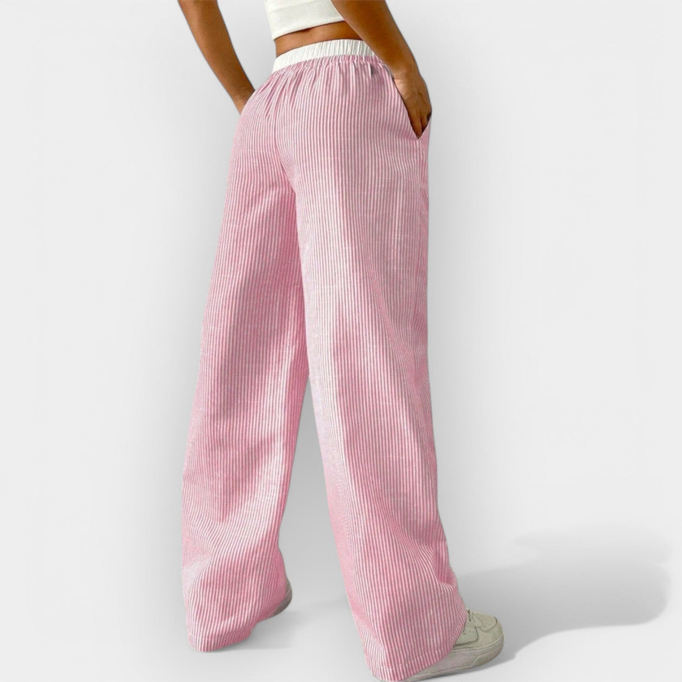 Pantalon Large à Rayures