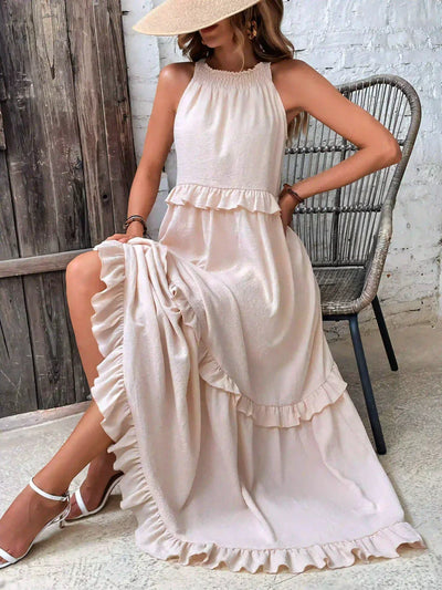 Sarah | Robe Maxi Volant Halter (Presque épuisé)