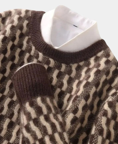 Pull en laine géométrique à col rond - Leviana