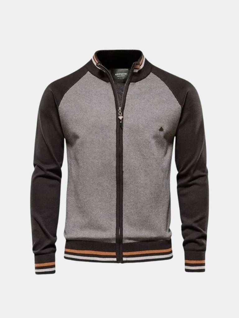 Cardigan à fermeture éclair haute en bloc de couleur - Leviana