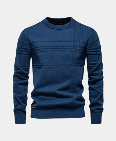 Pull en coton rayé tricoté à col rond - Leviana