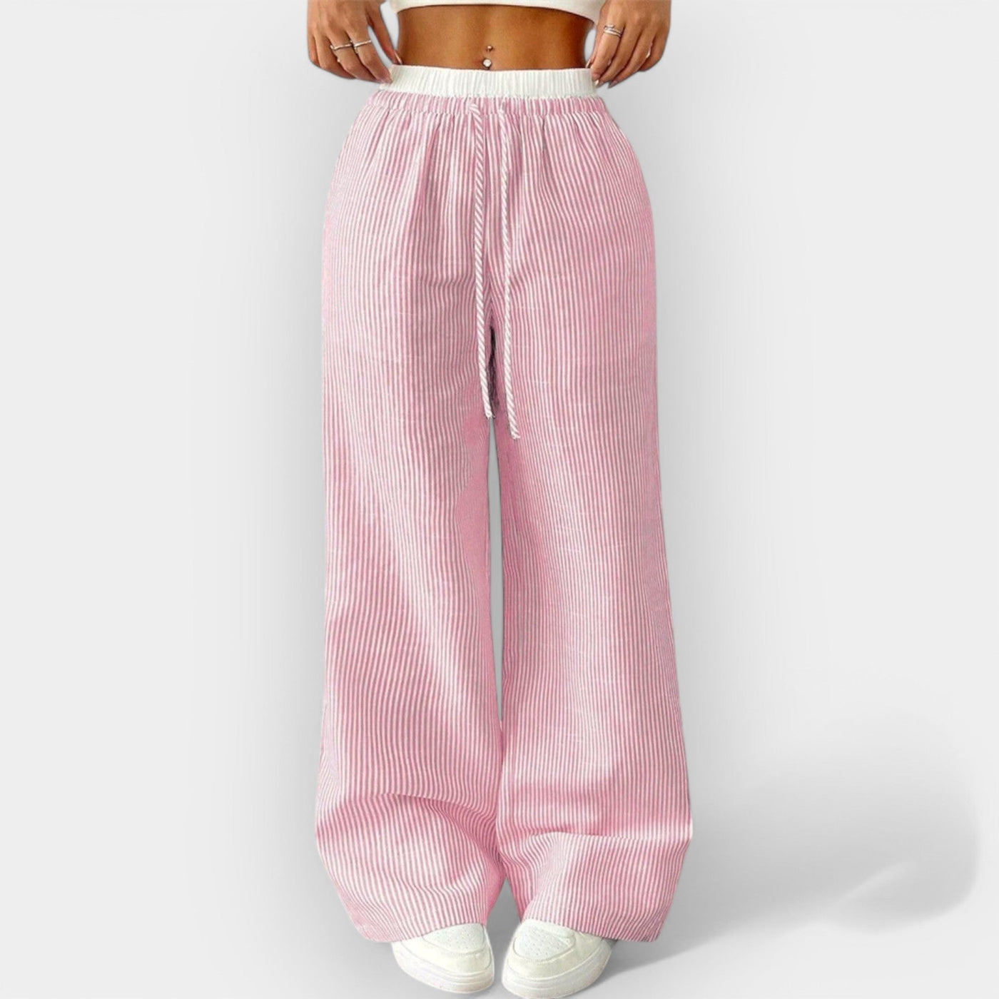 Pantalon Large à Rayures