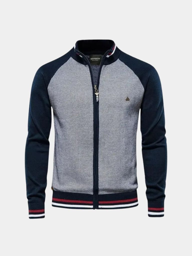 Cardigan à fermeture éclair haute en bloc de couleur - Leviana