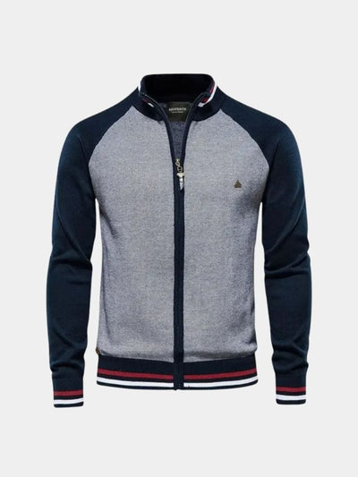 Cardigan à fermeture éclair haute en bloc de couleur - Leviana