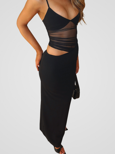 ROBE NOIR CONFIDENCE À DÉCOUPE